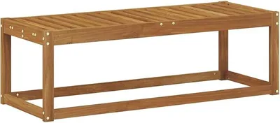 Imagen del producto de Banco-taburete para exteriores, de madera de acacia maciza, ideal para jardín, con dimensiones de 115x43x37 cm