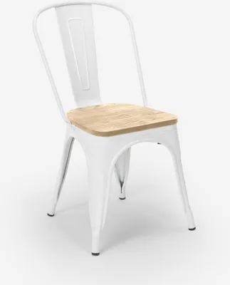 Image de stuhl im industriestil design küche bar steel wood top light - Weiß