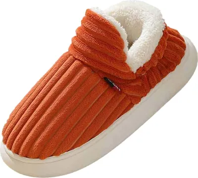 Produktbild von ASKSA Flauschige Hausschuhe Damen Herren Winter Warme Damen Hausschuhe Geschlossen Rutschfest Dicke Sohle Wolke Hausschuhe,Orangen, Groesse: 41-42