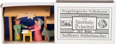 Produktbild von Zündholzschachtel Krippe (3,8cm) von Seiffener Stübelmacher