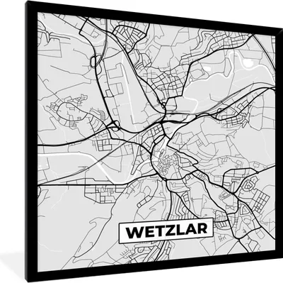 Produktbild von MuchoWow® Gerahmtes Poster Karte - Deutschland - Stadtplan - Wetzlar 40x40 cm - Poster mit Schwarzem Bilderrahmen Wandposter Rahmen Foto Bilder - Mit Rahmen - Wanddekoration Schlafzimmer