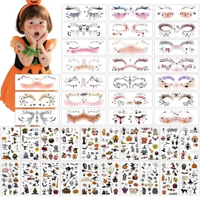 Productafbeelding van Tijdelijke Tatoeages - Schmink Stickers - Halloween Feest - Waterproof & Kindvriendelijk - 44 Vellen - Kleurrijk