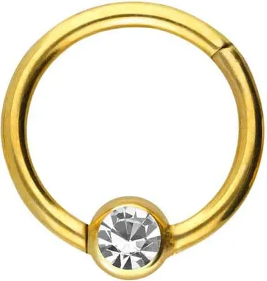 Produktbild von Ohrpiercing, Nasenpiercing, Septum Piercing Chirurgenstahl Segmentring Clicker KRISTALL Farbe: Gold + Kugelgröße: 3mm Innendurchmesser: 7mm + Stabstärke: 1mm