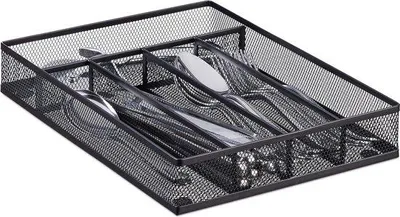 Produktbild von Famanu Besteckkasten für Schubladen - 5 Fächer, Schwarz