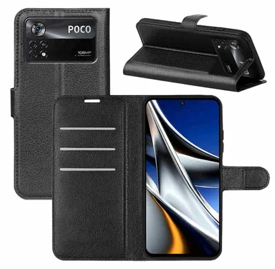 Image de Étui pour téléphone Xiaomi Poco X4 Pro 5G, noir, en simili cuir, neuf