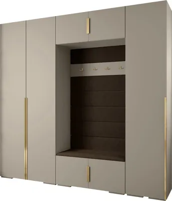 Produktbild von MEBLE KRYSPOL Inova 1 Möbelset Garderobe, 236,7x250x47cm - Kaschmir, Manila 04, Gold