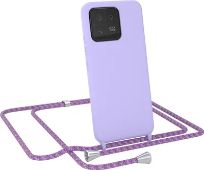 Produktbild von EAZY CASE Handykette kompatibel mit Xiaomi 13 Handyhülle zum Umhängen, Silikon Hülle mit Band, Schutzhülle mit Ersatzkordel, Stylische Kette für Smartphone, Lila / Unicorn
