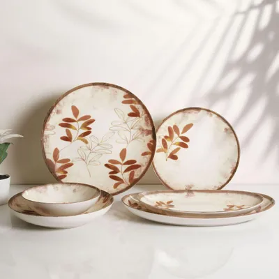 Obrázok produktu pre Hermia Concept, luxusná 26-dielna jedálenská súprava zo 100 % porcelánu, v krémovej a terakotovej farbe | Vhodná do umývačky riadu a mikrovlnnej rúry | Ideálna na elegantné večere a slávnostné príležitosti.