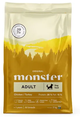 Zdjęcie produktu dla Monster Dog Original Adult 2kg Bezglutenowa Sucha Karma Dla Dorosłych Psów z Kurczakiem i Indykiem