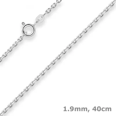 Image de Chaîne en argent 925, modèle "Ankerkette", avec incrustations de diamants, longueur 40 cm. Collier