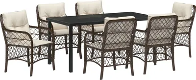 Produktbild von Möbel 7-teiliges Gartentisch-Set mit Kissen Braunes Poly-Rattan - Gartenstühle 3380215