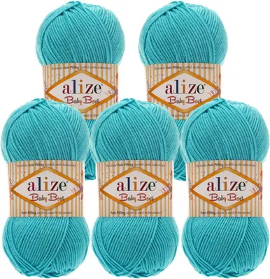 Produktbild von 5 x 100g Strickgarn ALIZE Baby Best uni Babywolle Wolle Antipilling 44 Farben