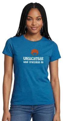 Produktbild von Spreadshirt Pumuckl Mit Spruch Unsichtbar Und Trotzdem Da Frauen T-Shirt, S, Antikblaues Saphir meliert