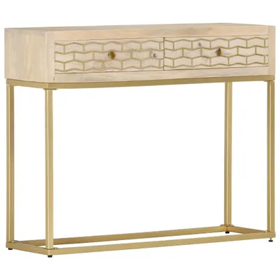 Obrázok produktu pre Konzolový stolík zlatý 90x30x75 cm masívne mangovníkové drevo