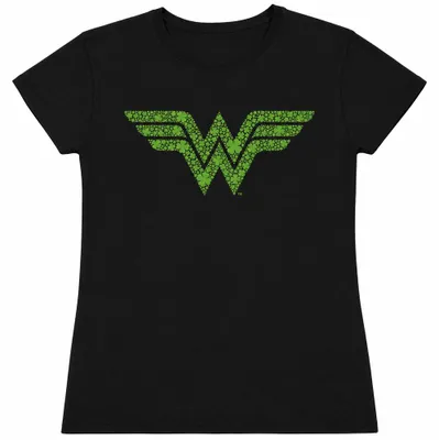 Immagine prodotto di Maglietta da donna, Wonder Woman, logo, tema San Patrizio, modello TV36428 (taglia M), colore nero