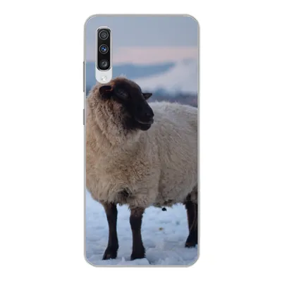Produktbild von MuchoWow® Handyhülle Schutzhülle Hülle für Samsung Galaxy A70 Schaf - Schnee - Berg Silikon Softcase Handy Hülle - Schutzhaube