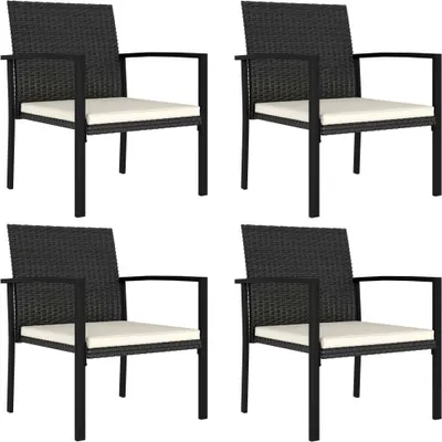 Image de Chaises à manger de jardin lot de 4 Résine tressée Noir