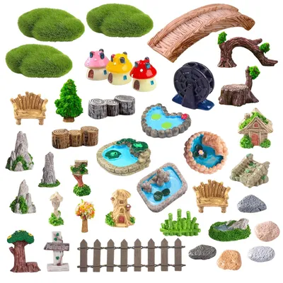 37-tlg. Feengarten-Miniaturen aus Harz für DIY-Deko