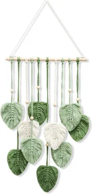 Productafbeelding van Boheems wandtapijt, kunstmatig geweven bladeren, handgeweven wandtapijt, decoratief wandtapijt voor woonkamer, slaapkamer, bruiloftdecoratie, cadeau