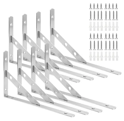 Wandregalträger 8 Stück, 250x150x20 mm, 30 kg, Edelstahl, Silber