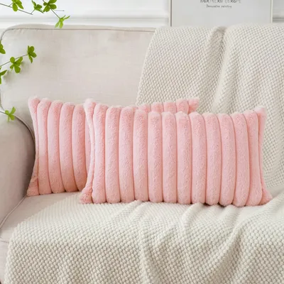 Produktbild von OKWISH Kissenbezug 2 Stück Kissenbezüge Kissenhülle Kopfkissenbezug Kissen Bezug Weich,  30x50cm Sofakissen Couchkissen Bezug Sofa Reißverschluss Rosa