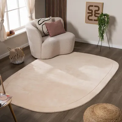 Produktbild von Volero - Teppich Organisch - Halo Pebble Beige - 80x150 cm - Wohnzimmer, Schlafzimmer - Modern, Skandinavisch, Japandi