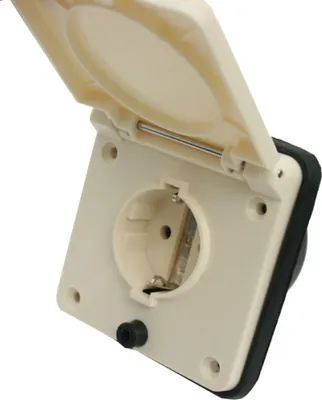 Zdjęcie produktu dla gniazdo zewnętrzne 220V Gniazdo markizy Gniazdo wbudowane IP44 Przyczepa kempingowa Przyczepa kempingowa 220V - 240V Schuko kremowy biały