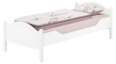 Produktbild von Einzelbett weiß 90x200 Futonbett Bettrahmen Singlebett Zubehör wählbar V-60.30-09Wohne Zubehör