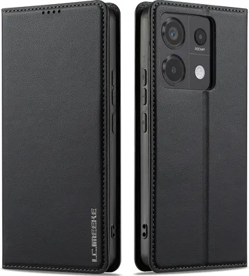 Immagine prodotto di Custodia magnetica in pelle flip per Xiaomi Redmi Note 13 Pro 5G, con slot per schede e funzione stand Nero
