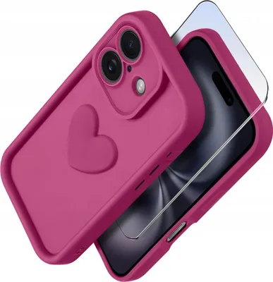 Produktbild von Silikonhülle für iPhone 16 Plus MATT Herz + 9H Displayschutzglas