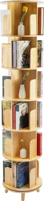 Immagine prodotto di Libreria girevole - Torre porta libri a 6 ripiani - Libreria in legno rotonda - Rotazione a 360° - Marrone
