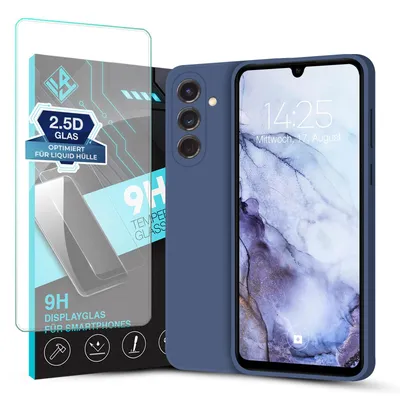 Produktbild von Hülle für Samsung Galaxy S24 mit 9H Displayglas Displayschutz Case Cover Bumper Smartphone Softgrip Schutzhülle Farbe: Lavendelblau