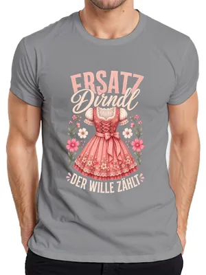 Produktbild von Ersatz Dirndl Der Wille Zählt Wiesn Lederhose Bayern Herren T-Shirt, Grau, L