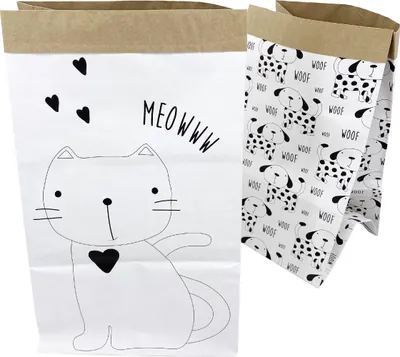 Imagen del producto de Cesta de papel con diseño de animales, set de 2 unidades, gato