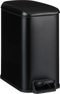 Image de Relaxdays - Poubelle de salle de bain, 5 l, poubelle pour produits cosmétiques avec fermeture en douceur, finition mate, seau intérieur amovible, poubelle à pédale, noir