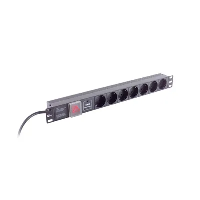 Produktbild von 19" Steckdosenleiste 7-fach, 1HE, schwarz