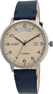 Produktbild von JUST  "Fanis" Titan Herrenuhr mit Echtlederarmband, 5 ATM