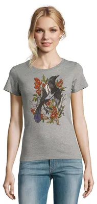 Produktbild von Damen Rabe Krähe Vogel Preiselbeere Pflanzen Wald Fun Motiv