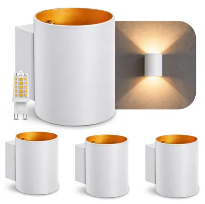 Produktbild von SSC-LUXon 4 Stück TUANI Wandlampe Up & Down Strahler – inkl. G9 LED Glühbirne 3W warmweiß dimmbar – Wandaufbaustrahler für Wohnzimmer