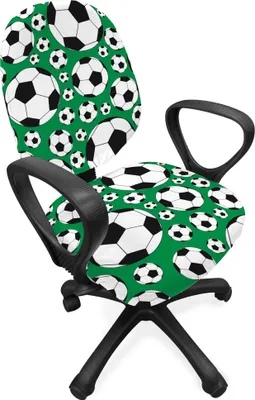 Produktbild von ABAKUHAUS Fußball Bürostuhl Schonbezug, Sport-Motiv, dekorative Schutzhülle aus Stretchgewebe, Grün Schwarz Weiß