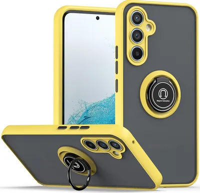 Image de Étui pour Samsung Galaxy A34 5G étui en TPU translucide mat avec porte-anneau et support Jaune