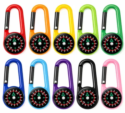 Productafbeelding van Mini kompas sleutelhanger - set van 10 stuks - geschikt voor outdoor activiteiten en kamperen