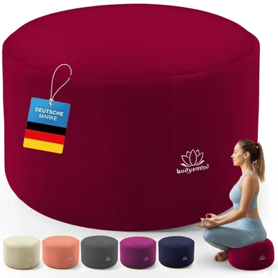 Produktbild von Meditationskissen Yogakissen Zafu - Rund - Sitzhöhe 18 cm - Waschbarer Bezug - 30 cm Durchmesser