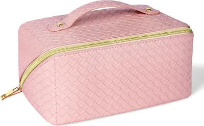 Produktbild von Reise Kosmetiktasche Kunstleder Große Kapazität Wasserdicht Rosa Textur