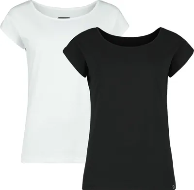 Produktbild von RED by EMP Damen Basic Doppelpack T-Shirts in schwarz und weiß - angenehmer, weicher Baumwollstoff M