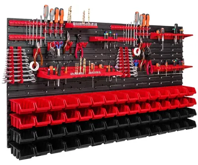 Productafbeelding van Gereedschapstafel, 156 cm x 78 cm, gemaakt van kunststof, voor wandmontage, mobiel en geschikt voor garages