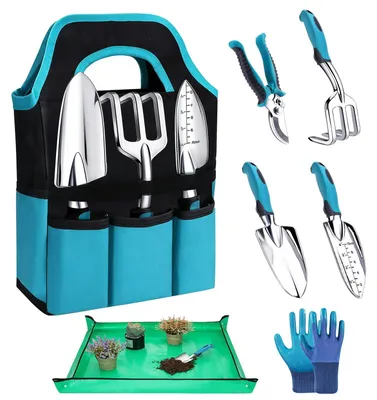 Immagine prodotto di Set di attrezzi da giardinaggio Auvstar - Set da 7 pezzi con custodia