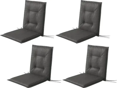 Produktbild von 4er Set Sitzkissen 108 x 50 x 5 cm Stuhlkissen mit Bändern, Outdoor Indoor Sitzauflage Dunkelgrau