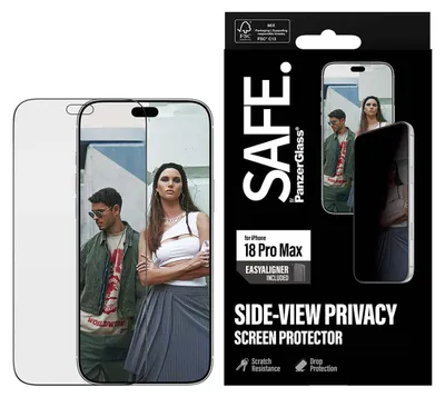 Produktbild von PanzerGlass SAFE. by ® Privacy Displayschutz iPhone 18 Pro Max | Ultra-Wide Fit m. EasyAligner, Apple - iPhone 18 Pro Max, Trockene Anwendung, Kratzresistent, Schockresistent, Transparent, 1 Stück(e)