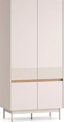 Productafbeelding van FURNLUX garderobekast Dunea, eikenhout en beige, 92 cm / Hoofdkleur: beige / Afmetingen: 92 x 193 x 53 cm